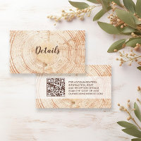 Rustic Wedding Wood Grain Details QR code Custom