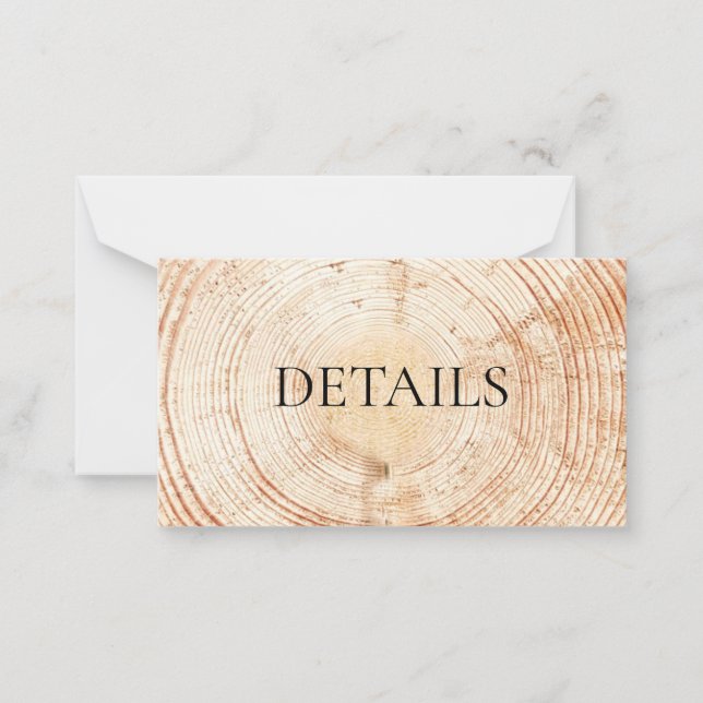 Rustic Wedding Wood Grain Details QR code Template (Front)
