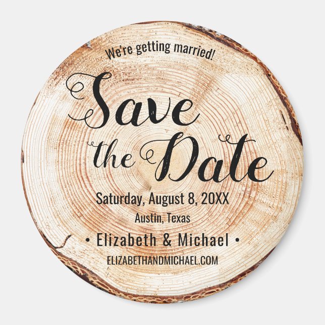 Rustic Wedding Wood Grain tree ring Custom  Magnet (Front)