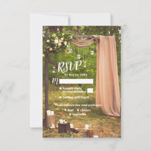 Rustic Wedding Wood Peach Mason Candles Enclosure RSVP Card