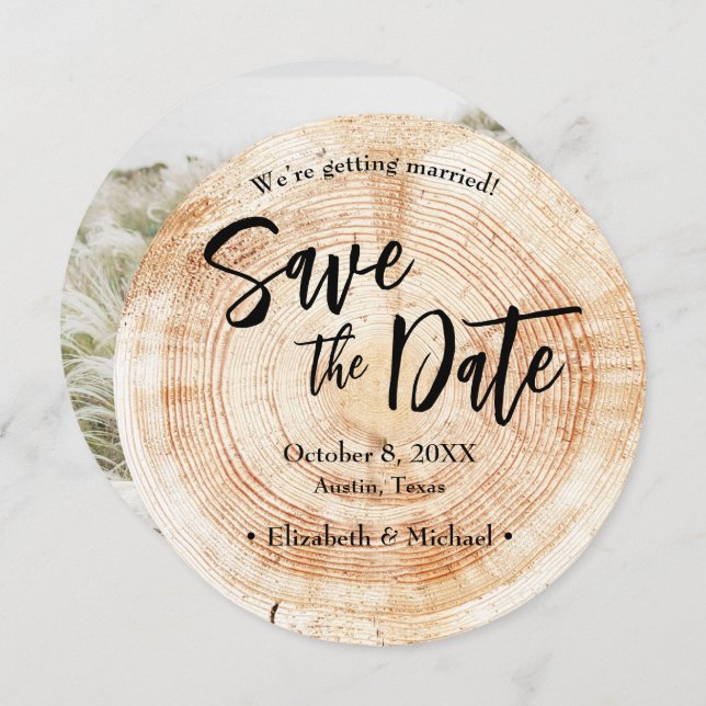 Rustic Wedding Wood Save the date photo Invitation (Front/Back)