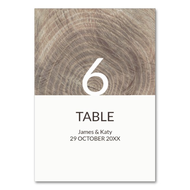Rustic wedding wood texture table number (Front)