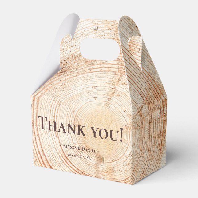 Rustic Wedding Wood tree bark rings Texture Custom Favour Box (Front Side)