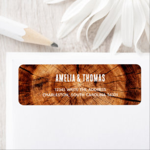 Rustic Wedding Wood Tree Slice Return Address Return Address Label