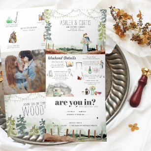 Rustic Weekend in the Woods   Forest Wedding Tri-Fold Invitation