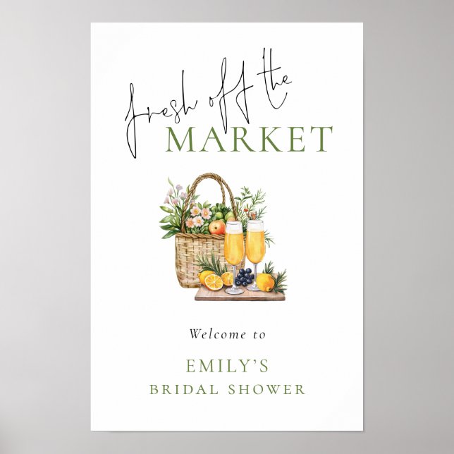 Rustic Welcome Fresh off the Market Bridal Shower Poster (Front)
