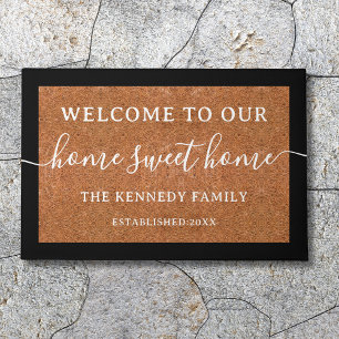 Rustic Welcome Home Sweet Home Family Name Doormat
