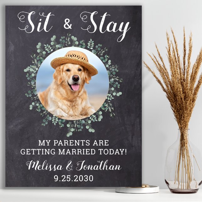 Rustic Welcome Personalised Dog Photo Pet Wedding Poster (Creator Uploaded)