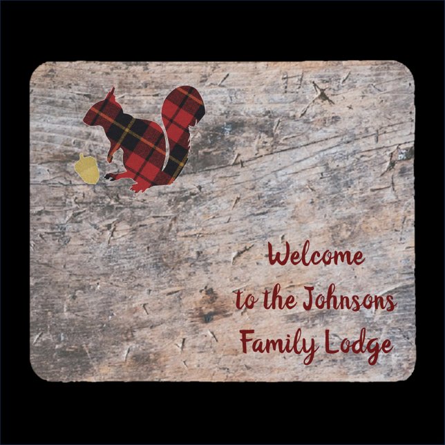 Rustic Welcome Plaid Squirrel  Mouse Pad (Creator Uploaded)