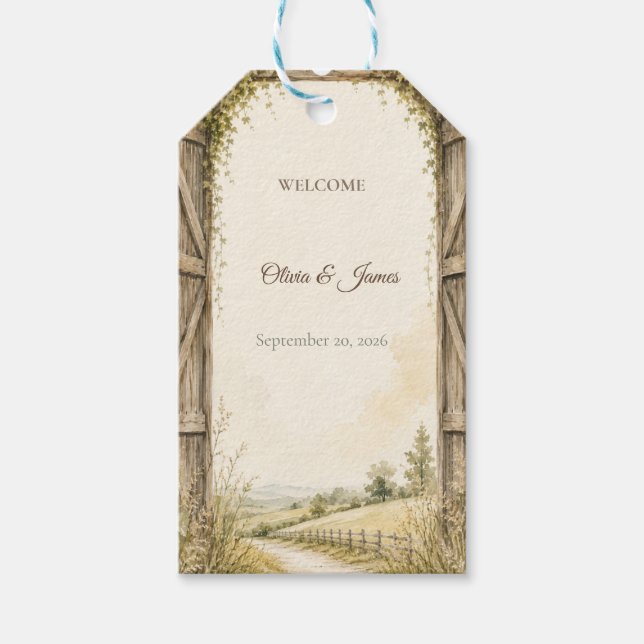 Rustic Welcome Wedding Gift Tag (Front)