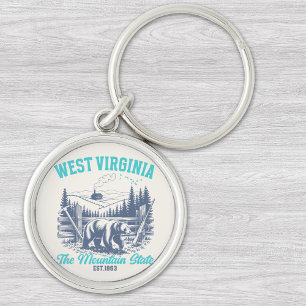 Rustic West Virginia Nature Scene with Bear Key Ring