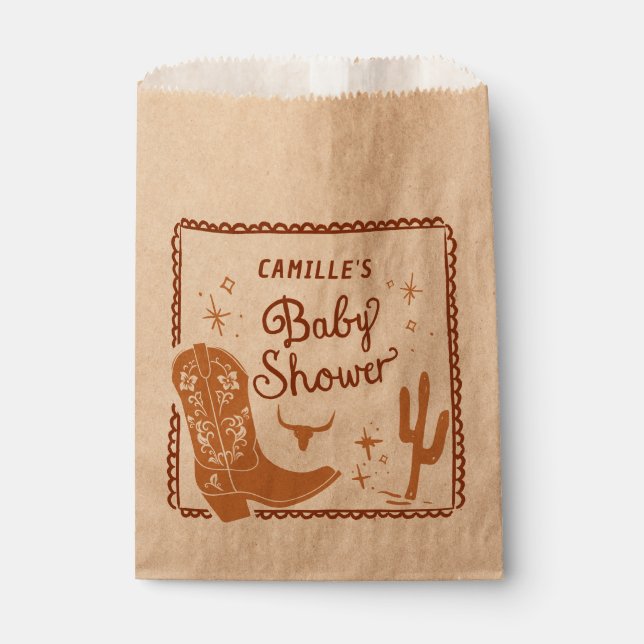 Rustic Western Baby Shower Favour Bag (Front)