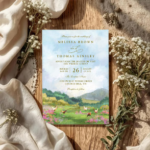 Rustic Western Barn Countryside QR Code Wedding Invitation