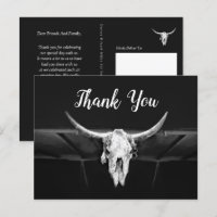 Rustic Western Black And White Bull Skull Wedding