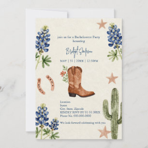 Rustic Western Bluebonnet Bachelorette Party Invitation