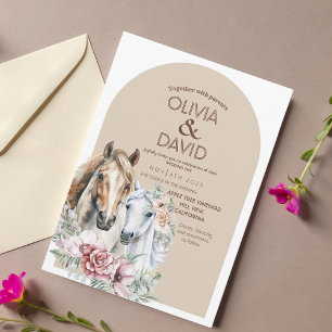 Rustic  Western Boho Floral Wedding Invitation