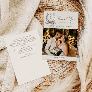 Rustic Western Boho Horseshoe Wedding Thank You Card