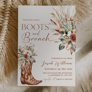 Rustic Western Boots Brunch Bridal Shower  Invitation