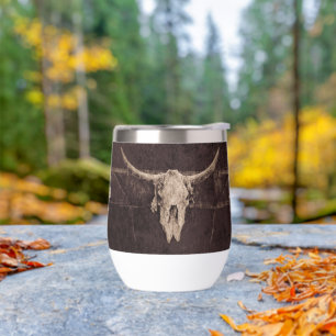 Rustic Western Brown Beige Old Bull Skull Monogram