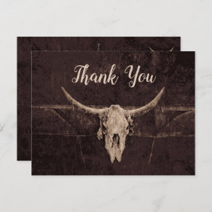 Rustic Western Brown Bull Skull Wedding Country Postcard