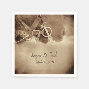 Rustic Western Brown Horse Wedding Napkin