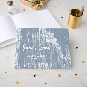 Rustic Western Bull Skull Dusty Blue Distressed Guest Book