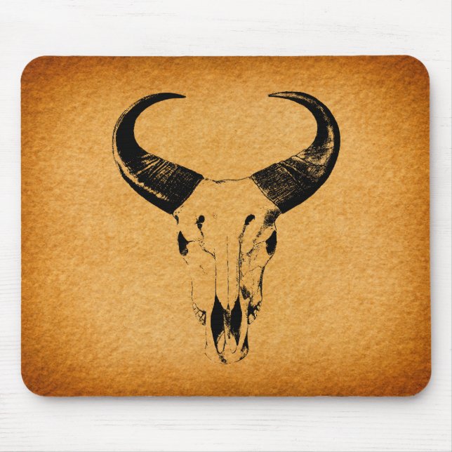 Rustic Western Bull Skull Mousepad (Front)
