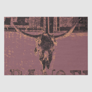 Rustic Western Bull Skull Purple Black Vintage Tissue Paper