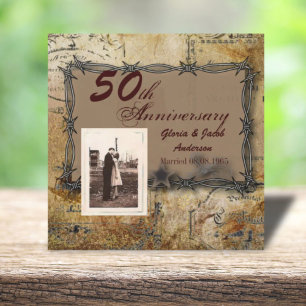 rustic western country 50th wedding anniversary invitation