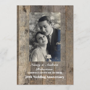 rustic western country 50th wedding anniversary invitation