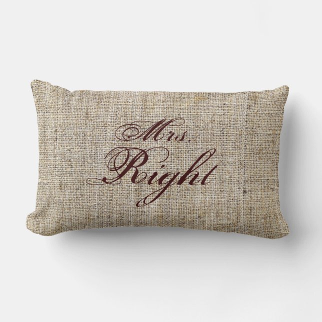 Rustic Western Country Burlap Sunflower Wedding Lumbar Cushion (Front)