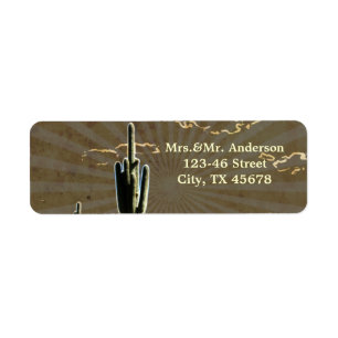 Rustic western country cactus wedding return address label