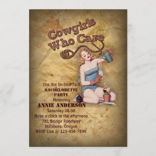 Rustic western country cowboy bachelorette party invitation