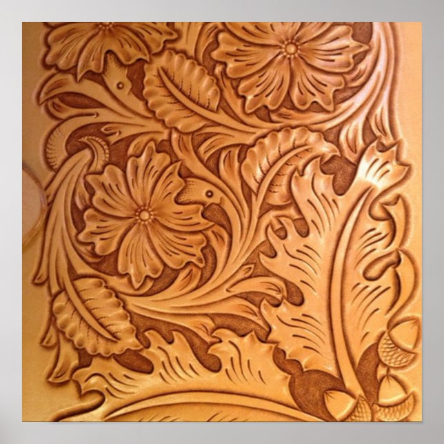 rustic western country cowboy tooled leather poster (Front)
