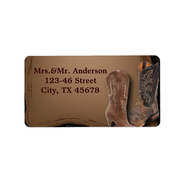 rustic western country cowboy wedding label (Front)
