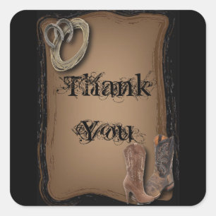 rustic western country cowboy wedding square sticker