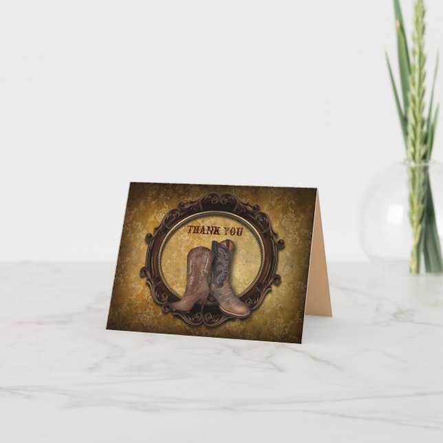 rustic western country cowboy wedding thank you card (Front)