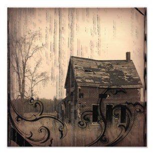 rustic western country farm barn wedding photo print