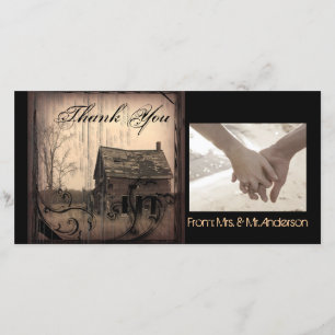 rustic western country farm barn wedding thank you card