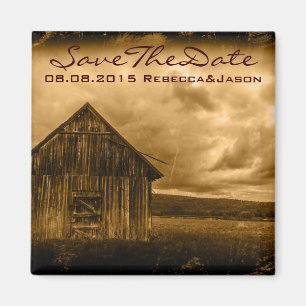 rustic western country farm old barn wedding magnet
