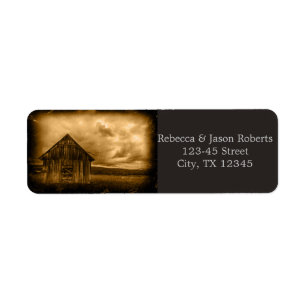 rustic western country farm old barn wedding return address label