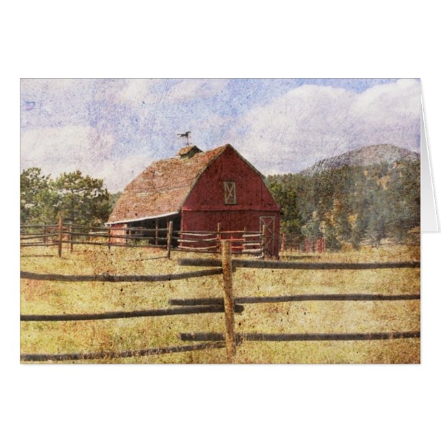 Rustic Western Country Farm Primitive Red Barn (Front Horizontal)