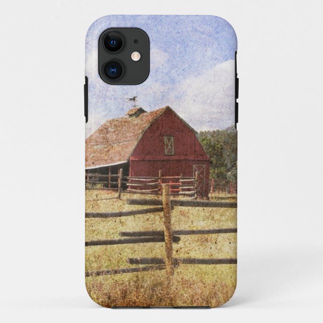 Rustic Western Country Farm Primitive Red Barn Case-Mate iPhone Case (Back)