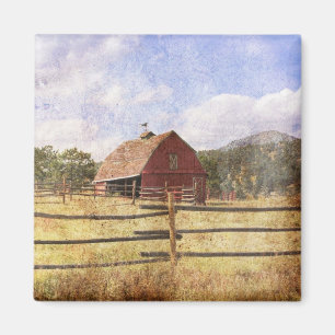 Rustic Western Country Farm Primitive Red Barn Magnet