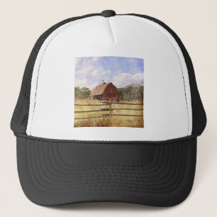 Rustic Western Country Farm Primitive Red Barn Trucker Hat