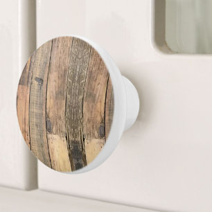 Rustic Western Country Farmhouse Brown Barn Wood Ceramic Knob