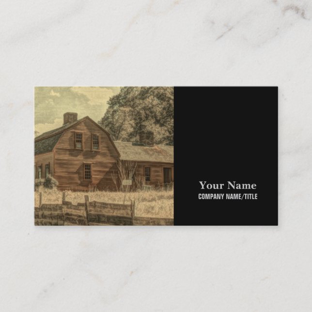 Rustic Western Country Farmhouse Chic Red Barn Business Card (Front)