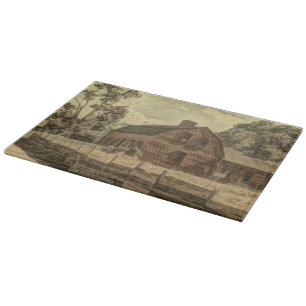 Rustic Western Country Farmhouse Chic Red Barn Cutting Board