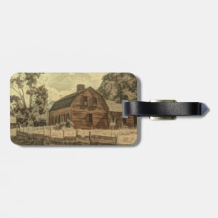 Rustic Western Country Farmhouse Chic Red Barn Luggage Tag