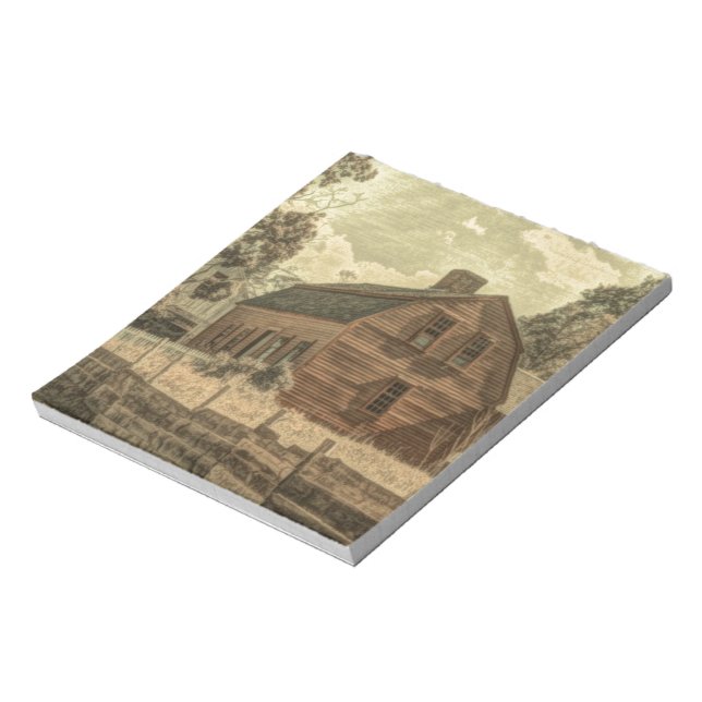 Rustic Western Country Farmhouse Chic Red Barn Notepad (Rotated)